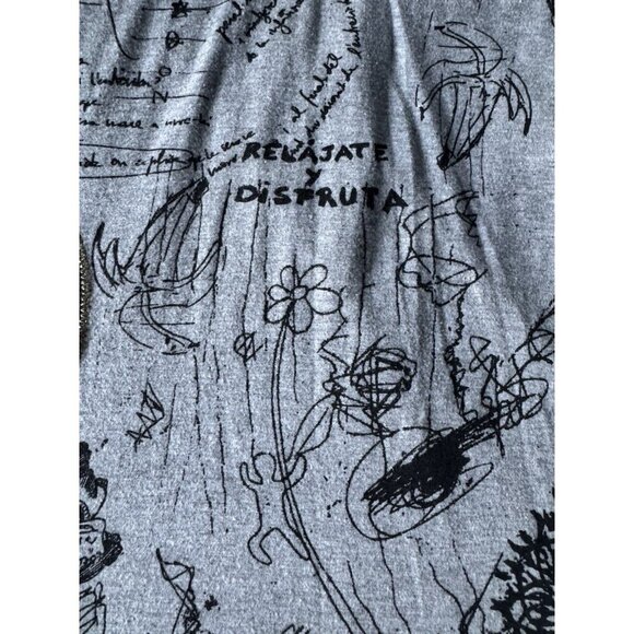 Desigual Woman's Sz M Gray Silver Turquoise Abstract Print V Neck Dress - Picture 7 of 10